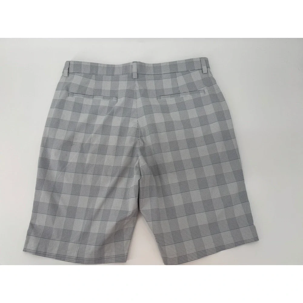 PGA Tour Mens Grey Plaid Golf Shorts Size 34 Stretch Flat Front Performance